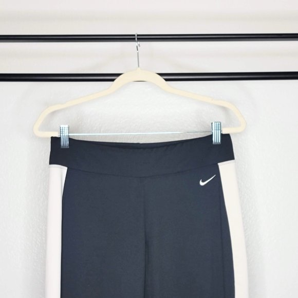 Nike Women's Black w/ White Stripe Stretchy Athletic Track Pants - Picture 2 of 6